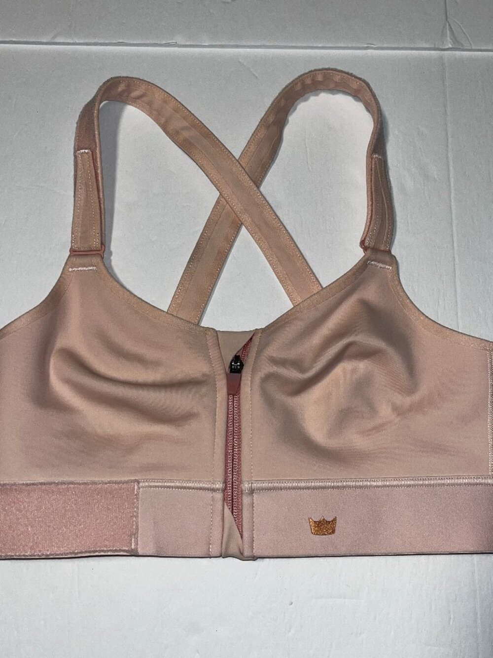 SheFit Luxe Women’s Adjustable Size Zip Front Sports Bra Pink 110003